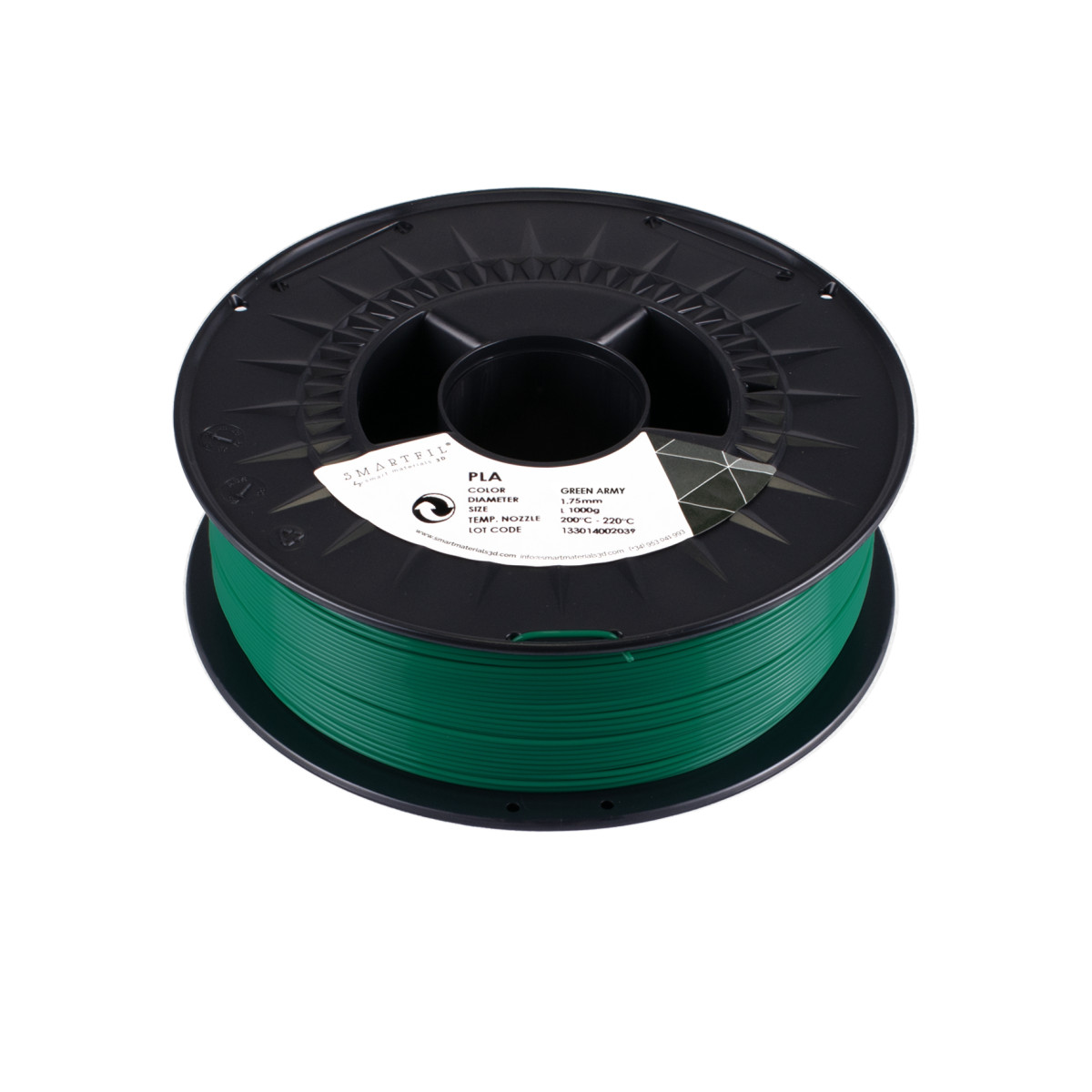 PLA GREN ARMY 1.75 1000g - PLA - Filamento Smartfil 1kg - 1.75mm - Verde Militar